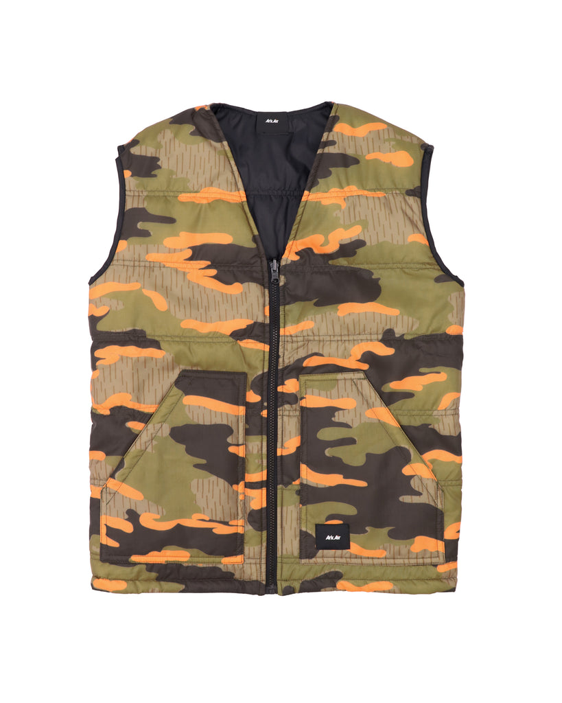 B501AA Reversible Quilted Vest - Black/ META Jigsaw